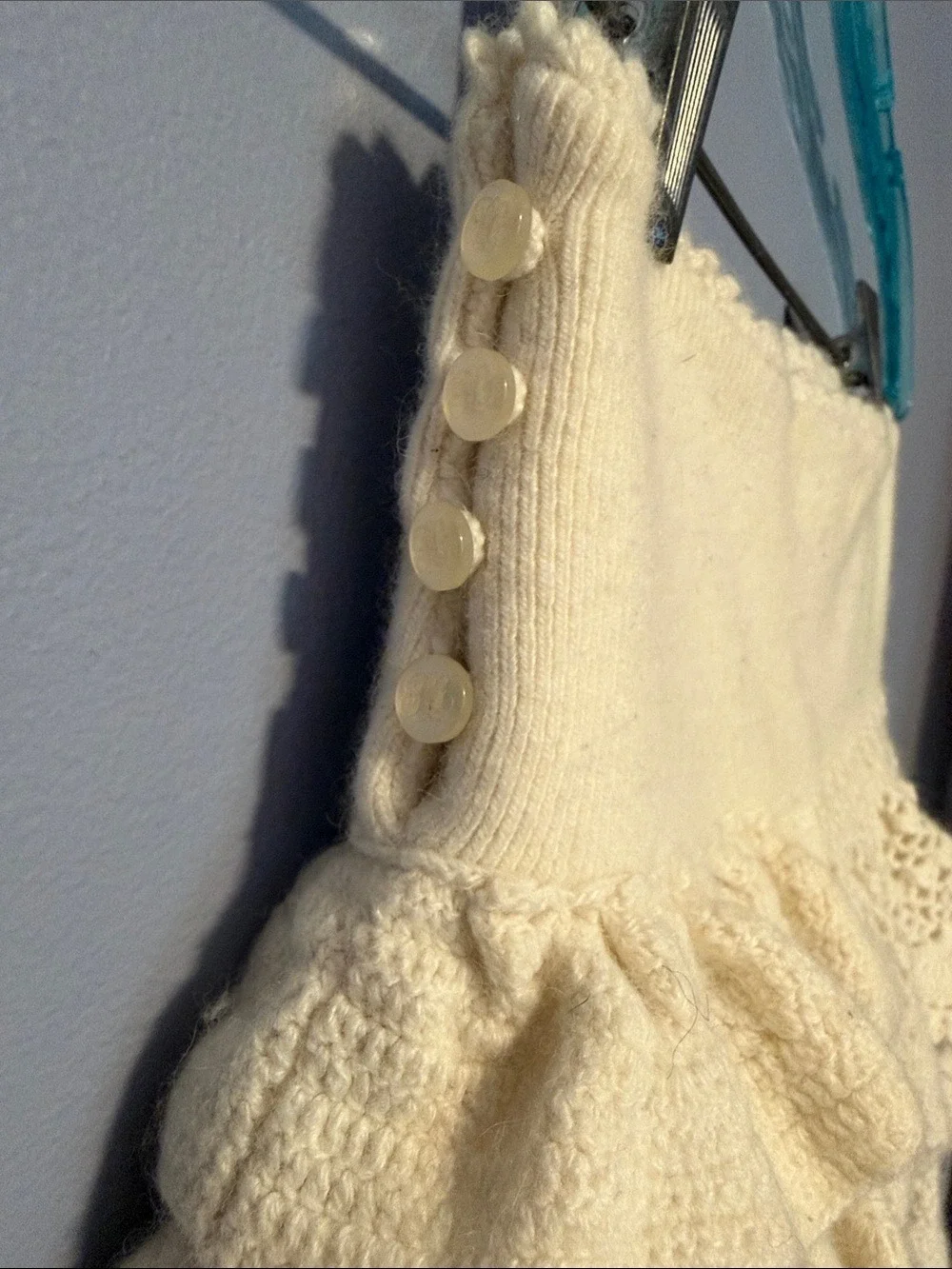 Ralph Lauren Girls Cream Knit Crochet Ruffle Skirt Elastic Waist Size 5